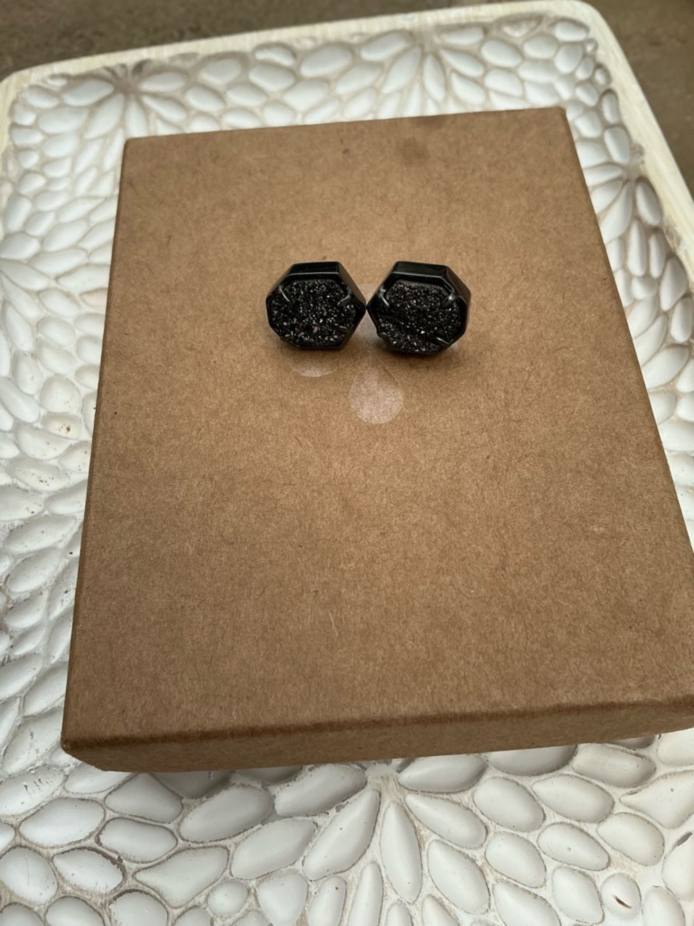 Kendra Scott Black Druzy Stud Earrings